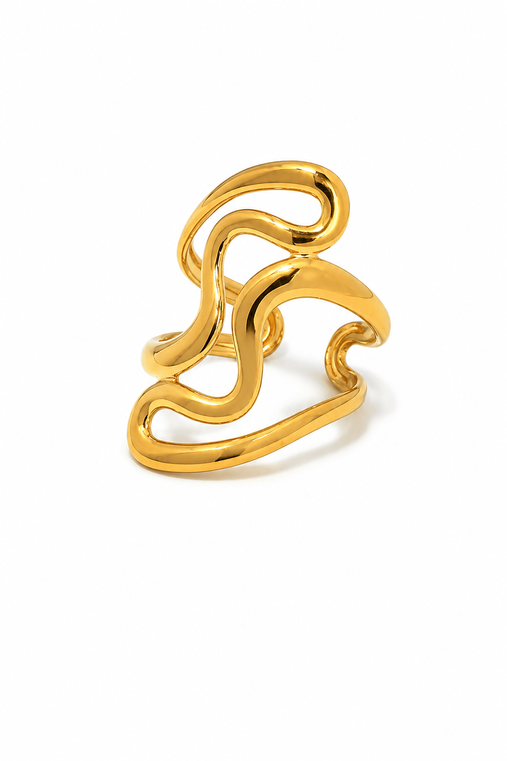 Asymmetrisk justerbar ring i stil 3 med guldfärgad ton