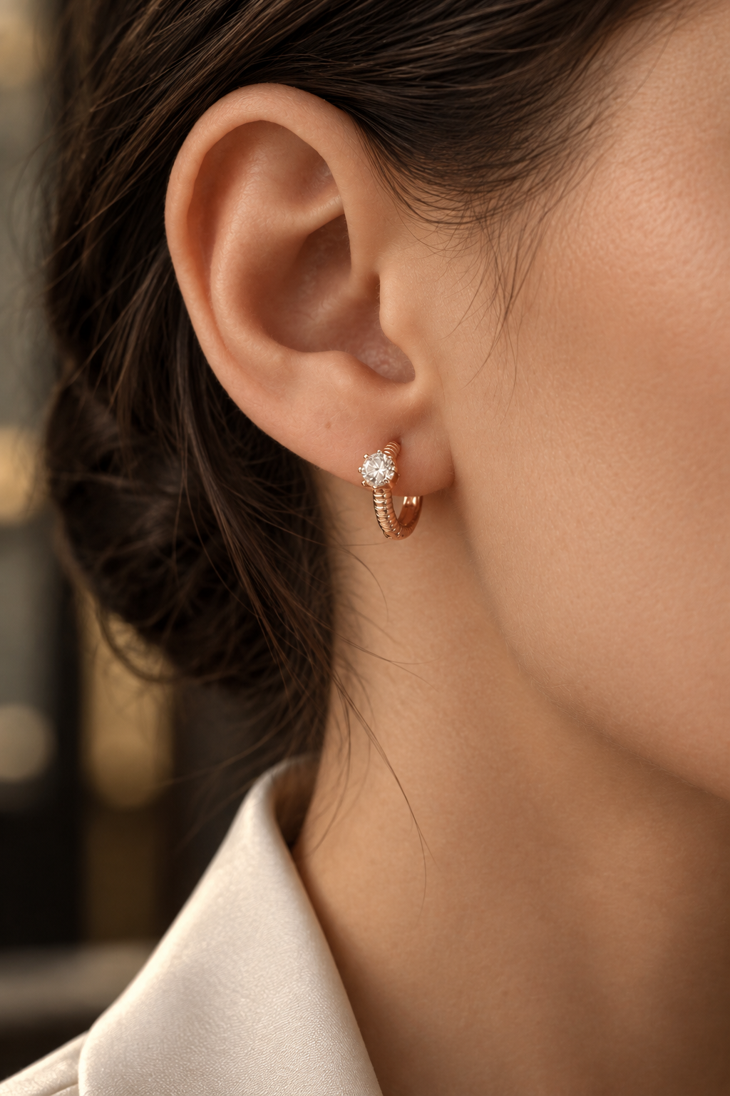 Gold-plated hoop earrings with zirconia