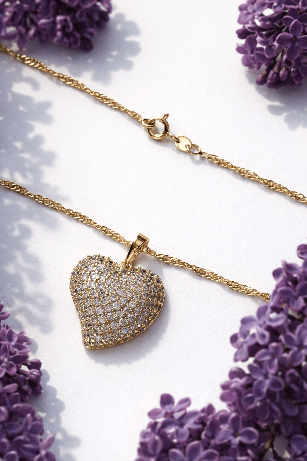 Gold-plated necklace with heart pendant and zircons - 18k - gold-plated - jewelry