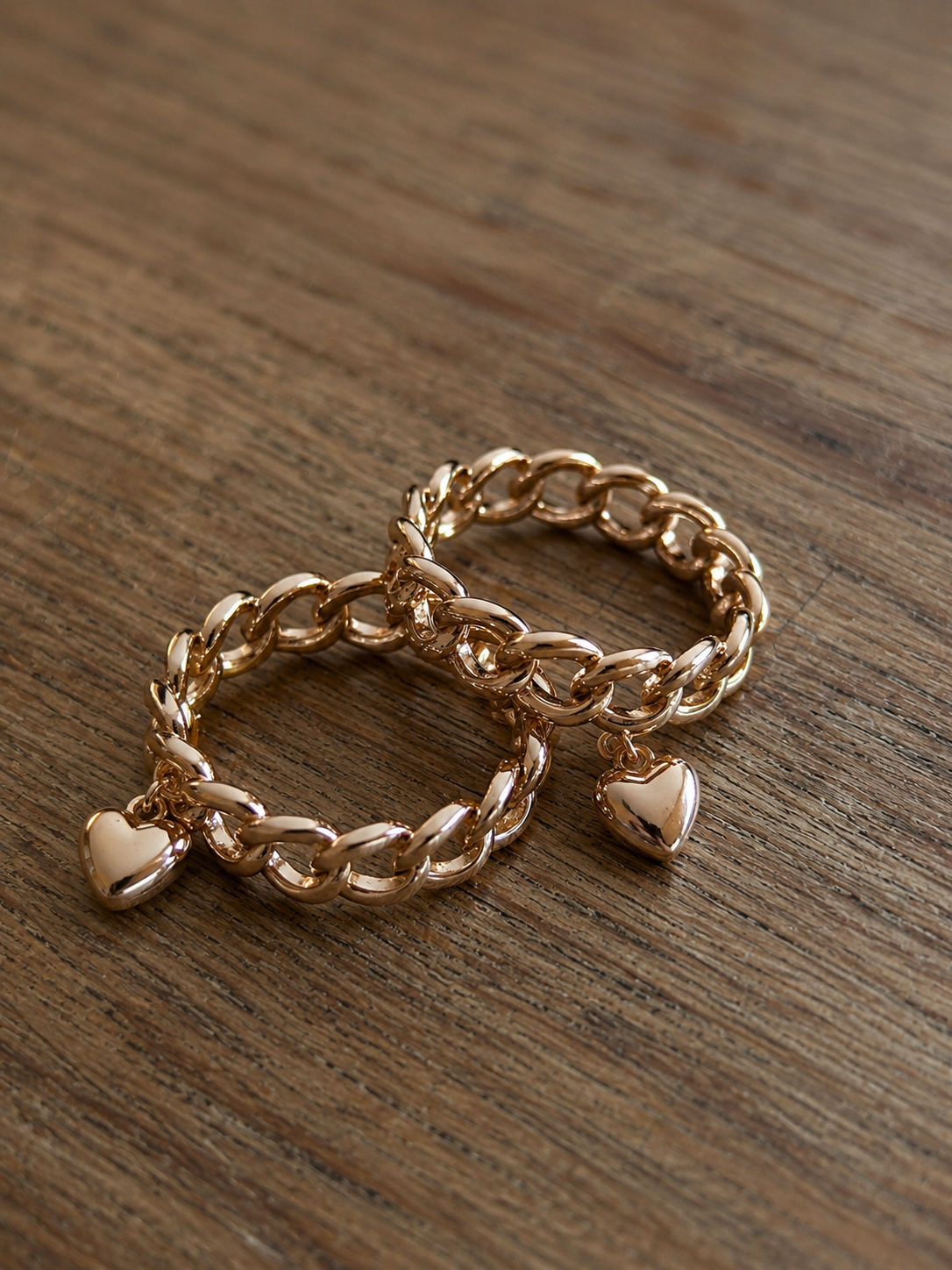 Chain rings with heart pendant lifestyle photo