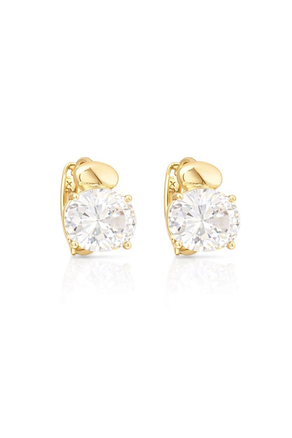 Gold-plated hoop earrings with large solitaire zirconia - 18k - gold-plated - jewelry