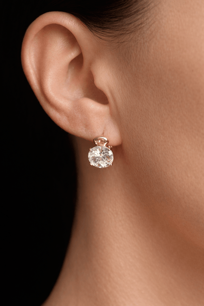 Gold-plated hoop earrings with large solitaire zirconia - 18k - gold-plated - jewelry
