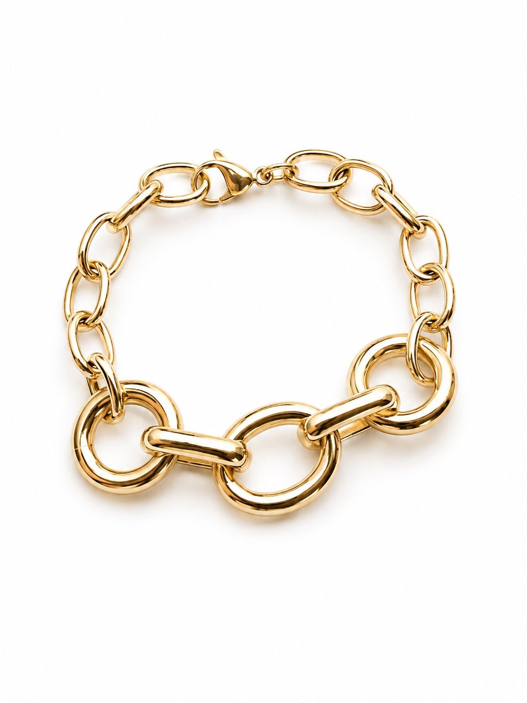 18k gold-plated statement bracelet on a white background