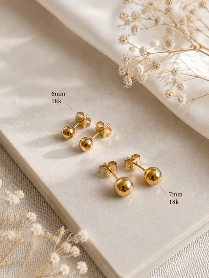 18k gold-plated ball stud earrings