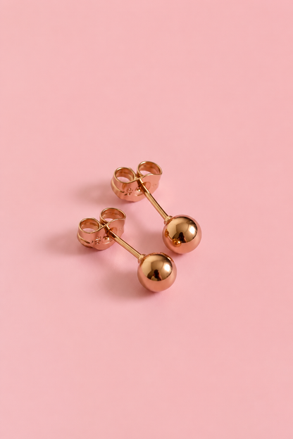 18k gold-plated ball stud earrings 6 mm