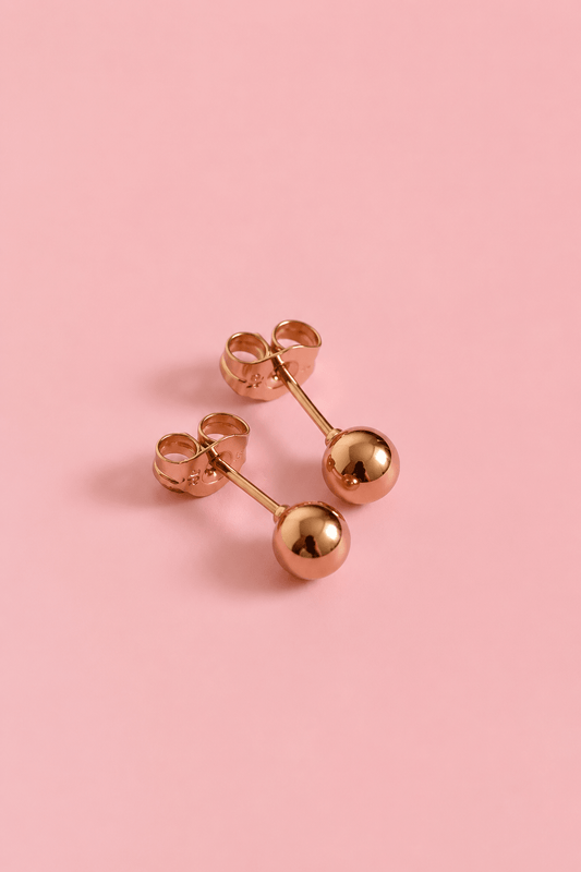 18k gold-plated ball stud earrings 6 mm