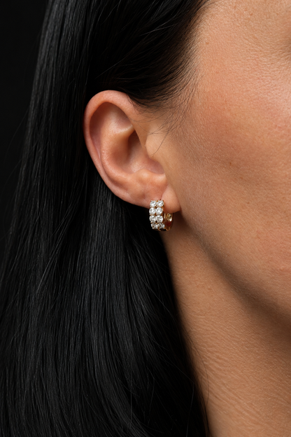 18k gold-plated hoop earrings with zircons in the ear
