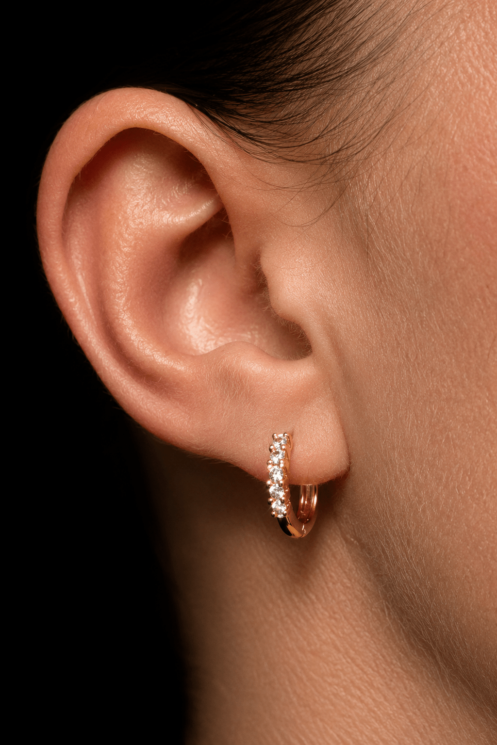Eliza – 18k gold-plated pavé hoop earrings with cubic zirconia