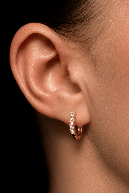 Eliza – 18k gold-plated pavé hoop earrings with cubic zirconia