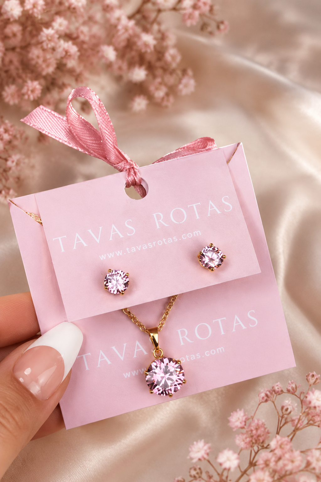 Elena – 18k apzeltīta kaklarota ar rozā cirkoniju