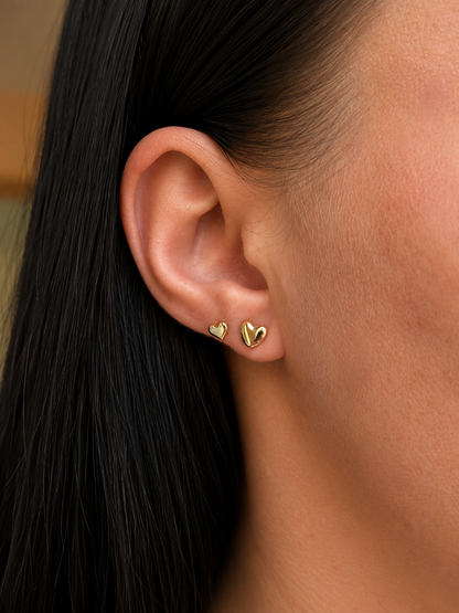 Heart stud earrings set - 2 sizes