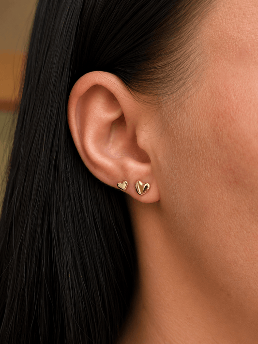 Heart stud earrings set - 2 sizes