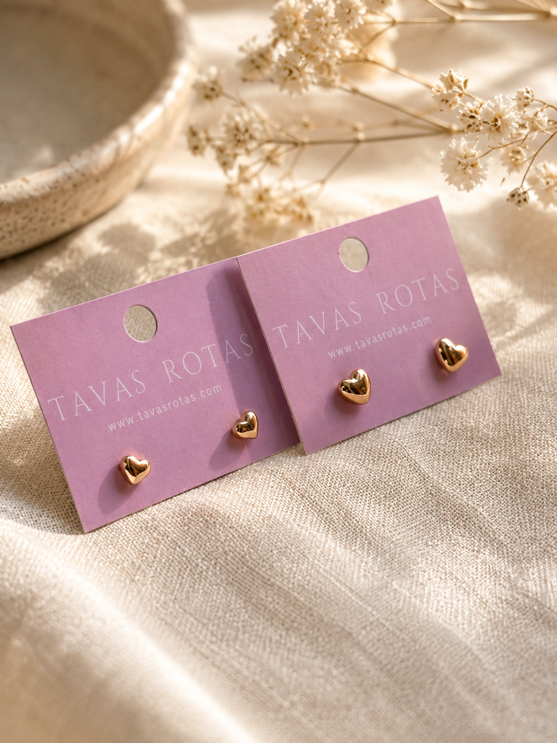 Heart stud earrings set - 2 sizes