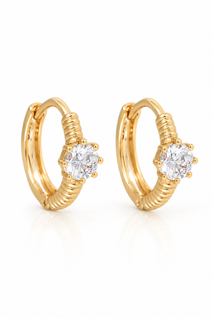 Gold-plated hoop earrings with zirconia