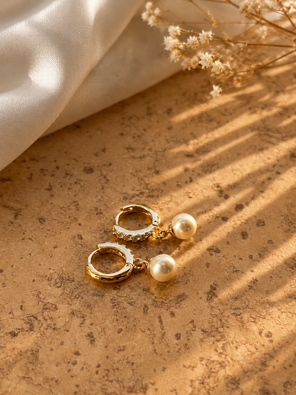 Gold-plated mini rings with a pearl