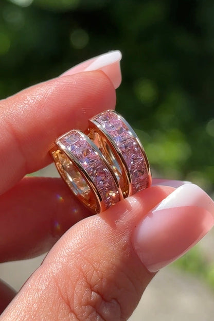 Paris – 18 Karat vergoldete Creolen mit rosa Zirkonen