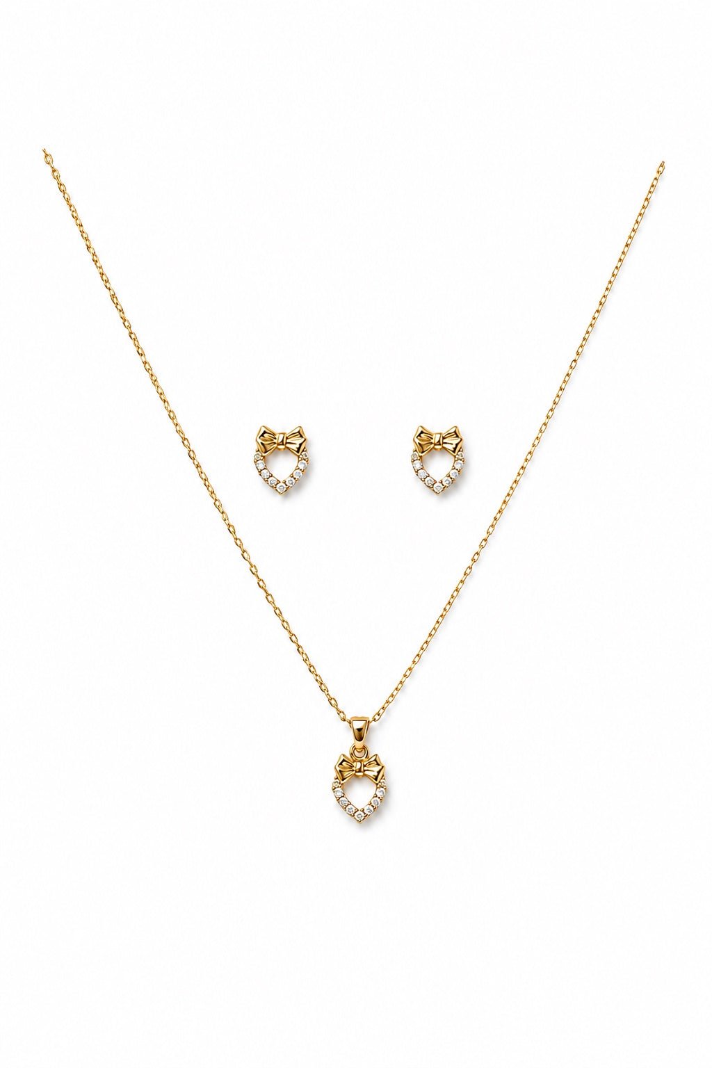 Fine 18k gold plated jewelry set with necklace and stud earrings