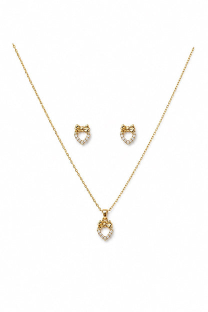 Fine 18k gold plated jewelry set with necklace and stud earrings