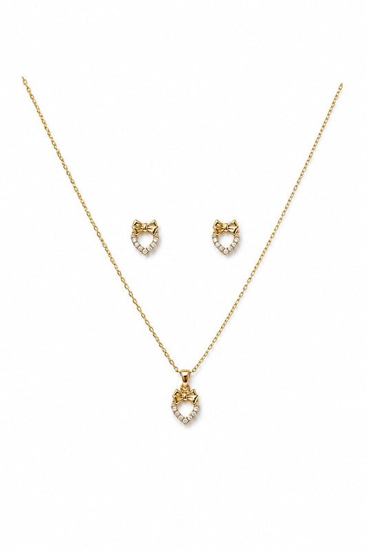 Fine 18k gold plated jewelry set with necklace and stud earrings