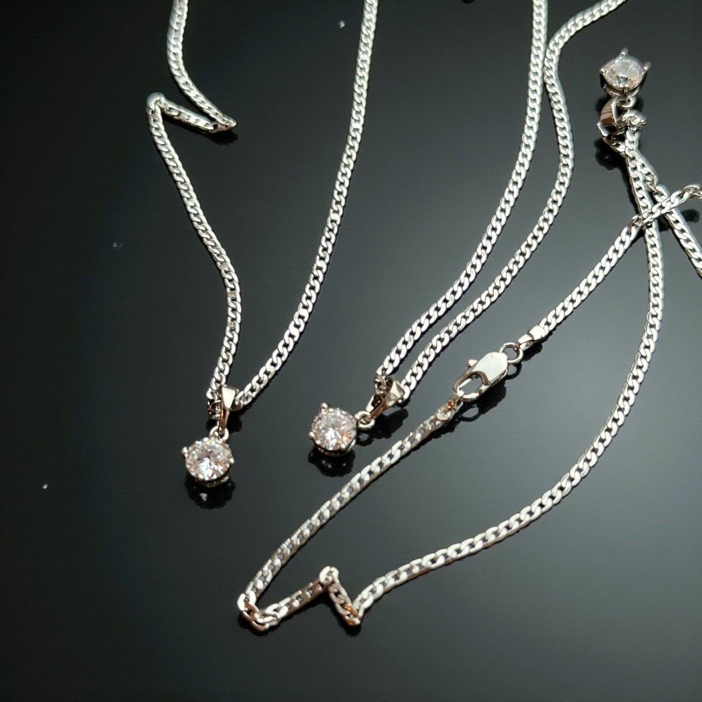 Silver plated necklace with classic pendant - 18k - gold plated - jewelry