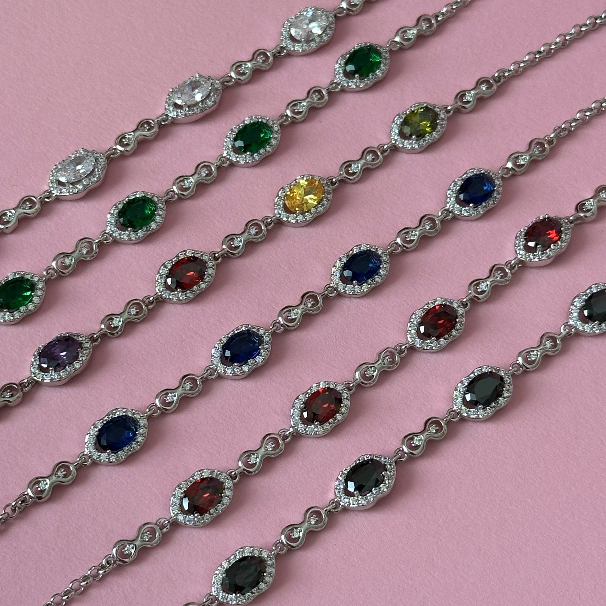 Silver plated bracelet with colored crystals - 18k - gold plated - jewelry