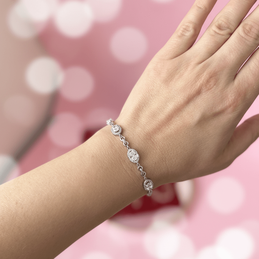 Silver plated bracelet with colored crystals - 18k - gold plated - jewelry