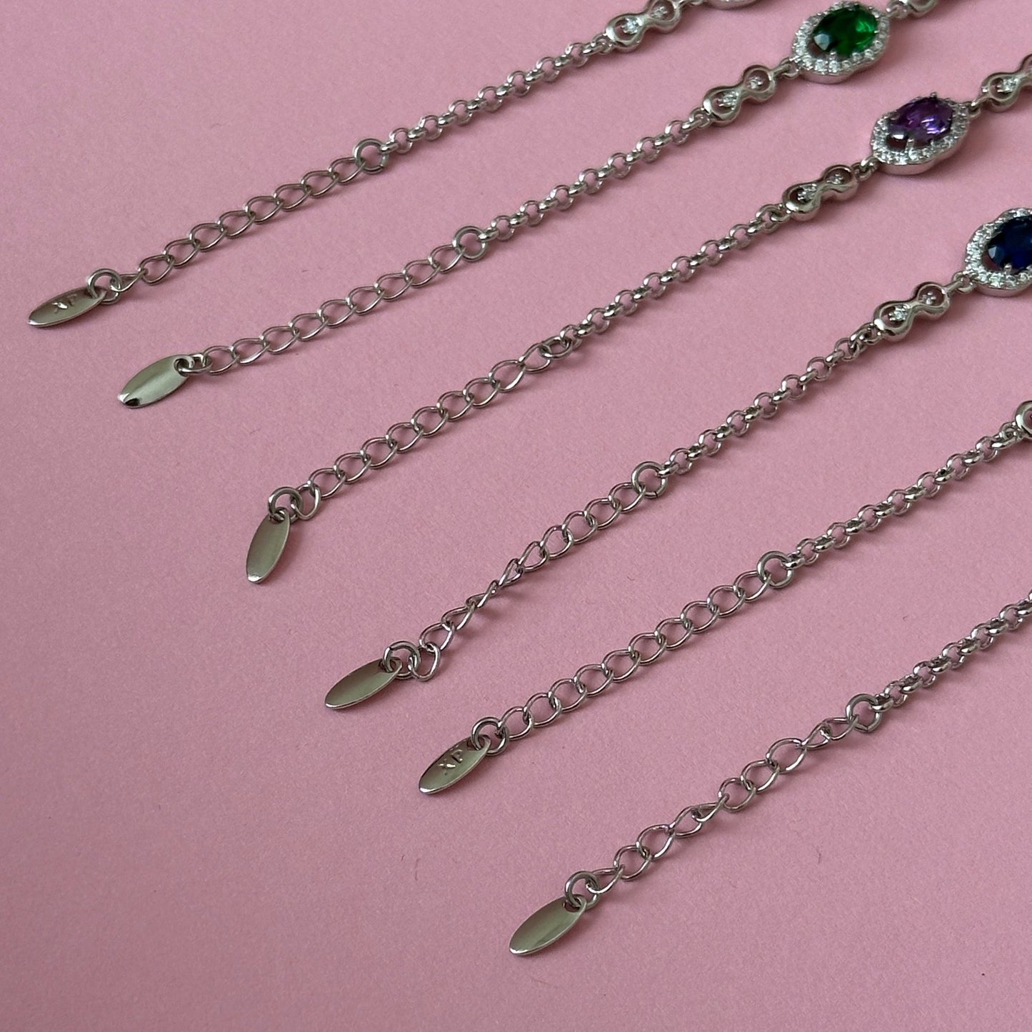 Silver plated bracelet with colored crystals - 18k - gold plated - jewelry