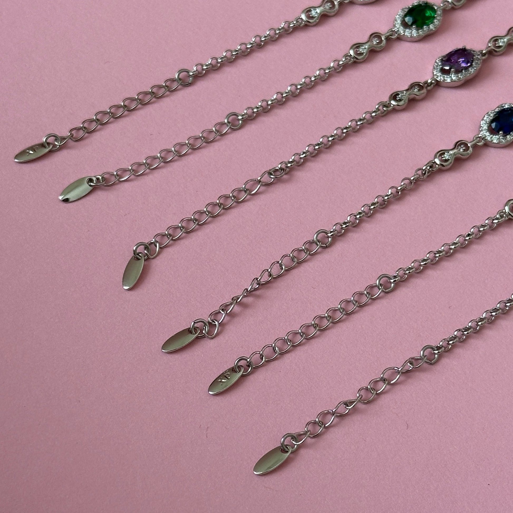 Silver plated bracelet with colored crystals - 18k - gold plated - jewelry