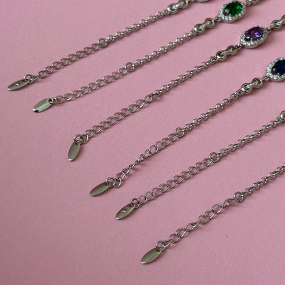 Silver plated bracelet with colored crystals - 18k - gold plated - jewelry