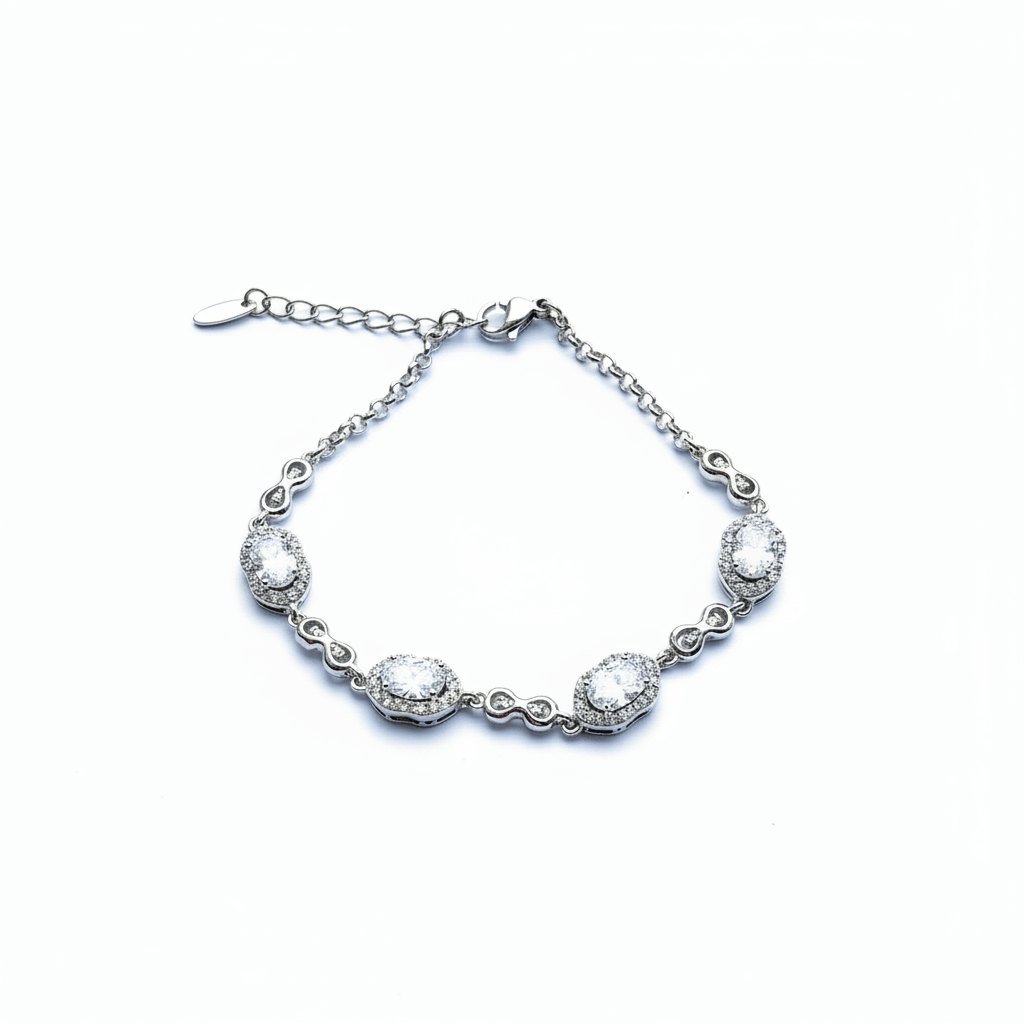 Silver plated bracelet with colored crystals - 18k - gold plated - jewelry