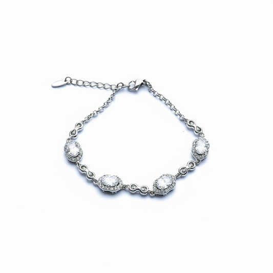 Silver plated bracelet with colored crystals - 18k - gold plated - jewelry