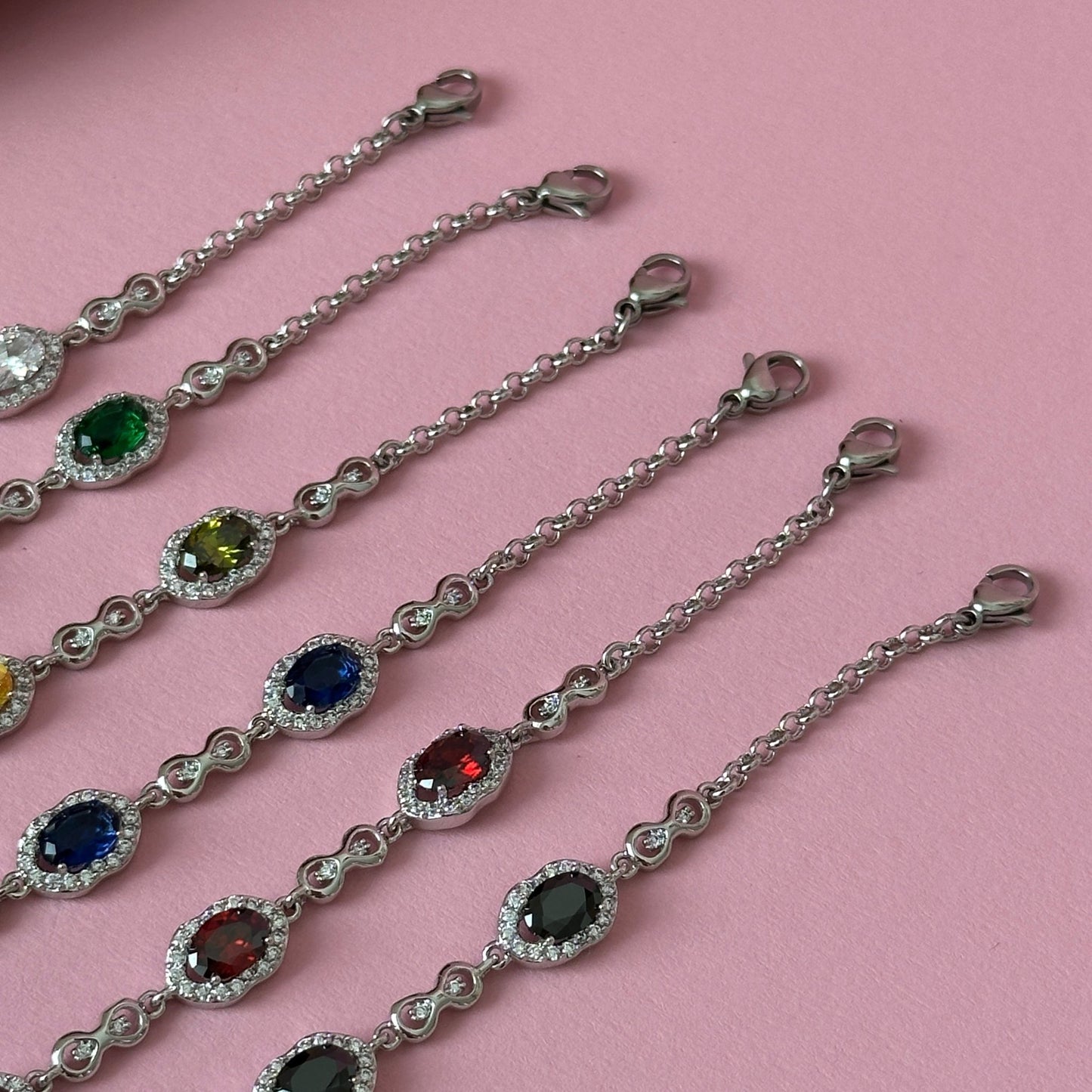 Silver plated bracelet with colored crystals - 18k - gold plated - jewelry
