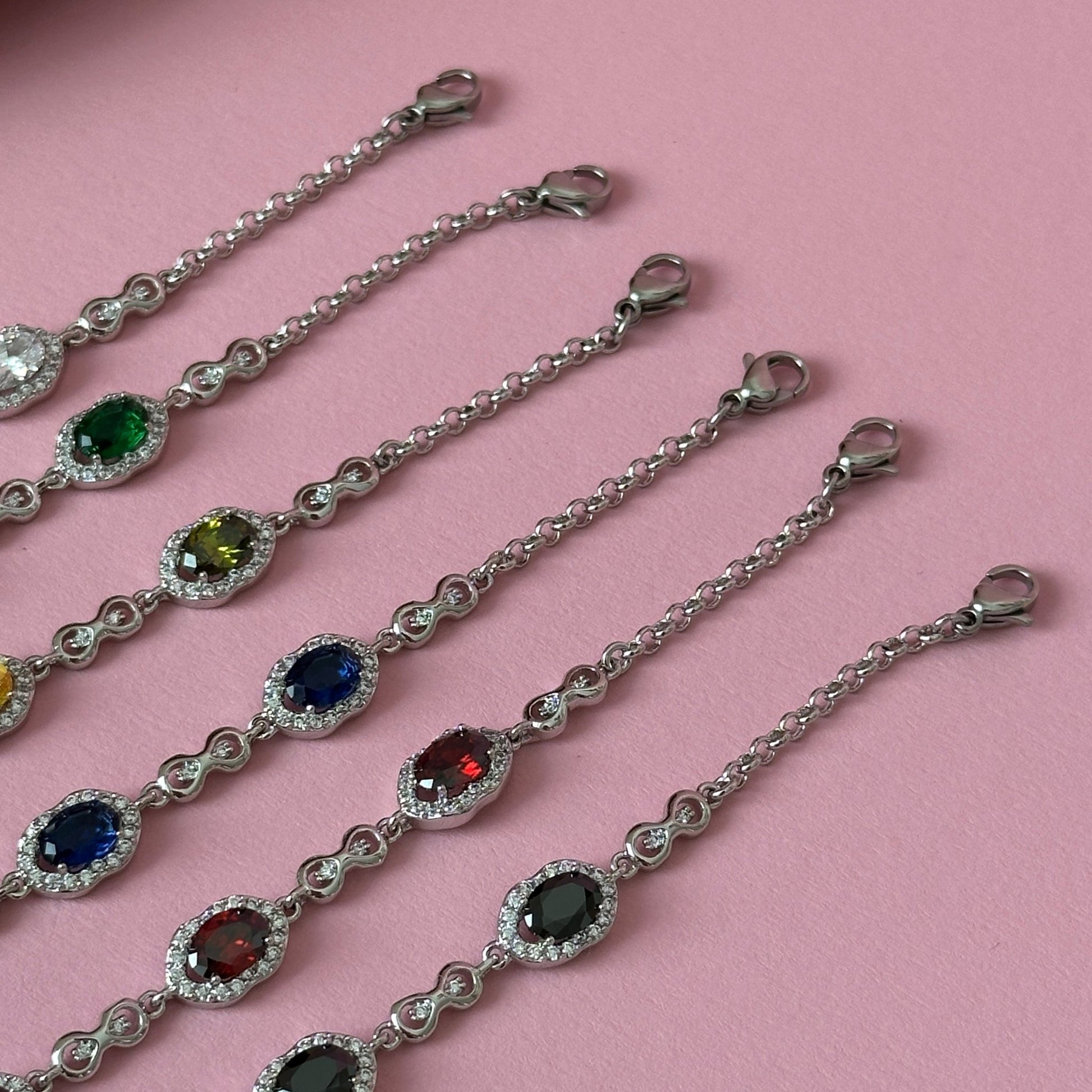 Silver plated bracelet with colored crystals - 18k - gold plated - jewelry