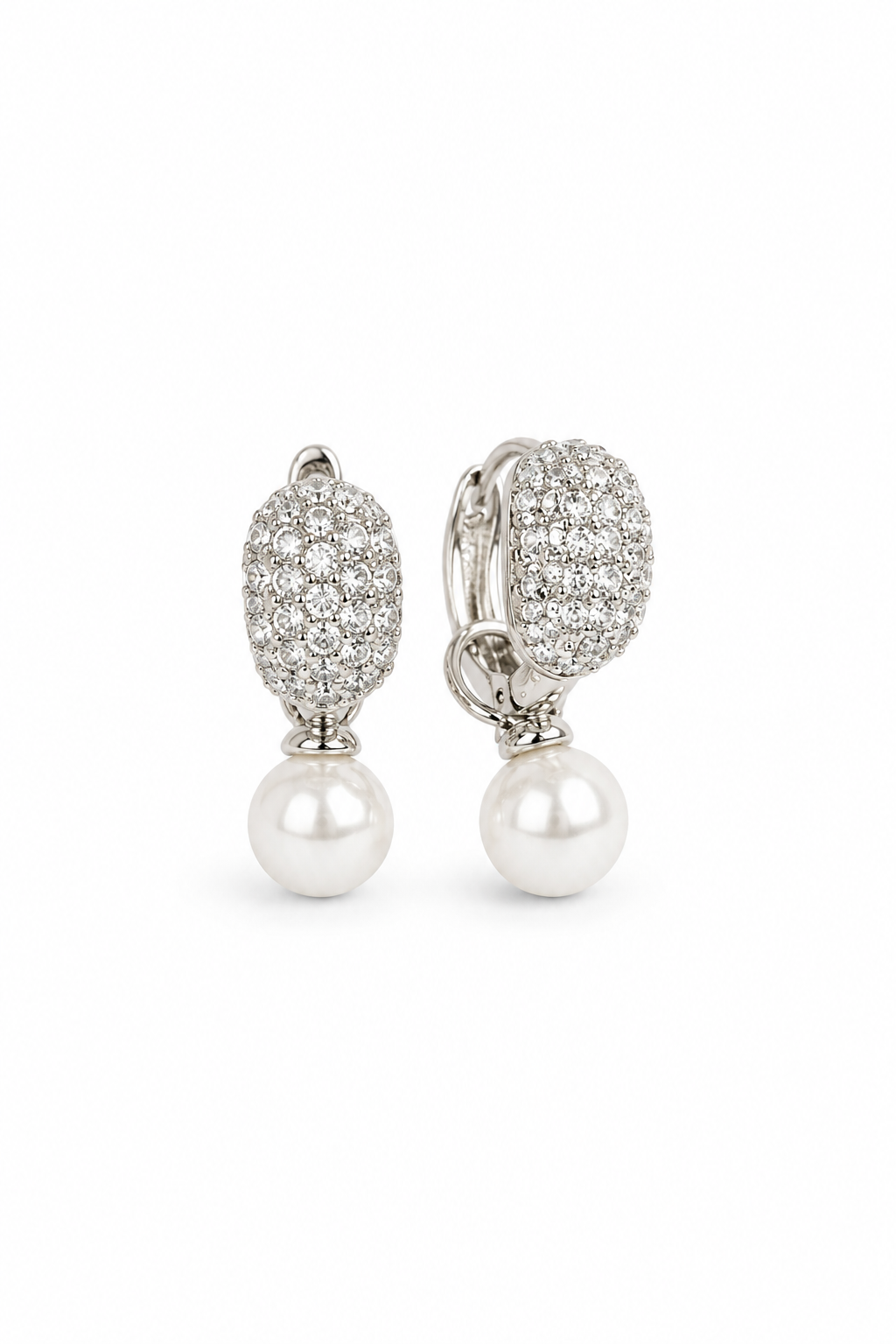 Silver-plated 2in1 hoop earrings with removable pearl