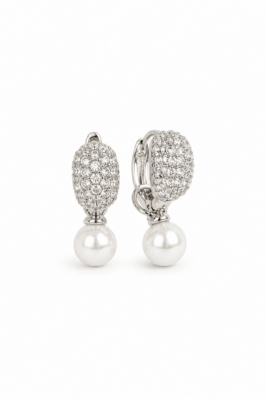 Silver-plated 2in1 hoop earrings with removable pearl