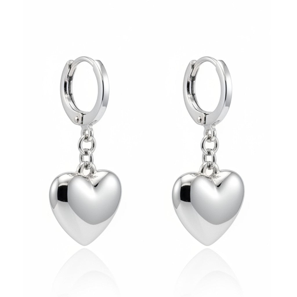 Silver-plated dangling earrings with hearts - 18k - gold-plated - jewelry