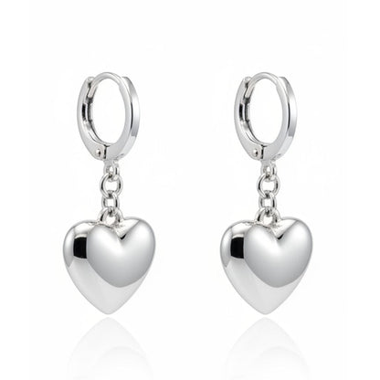 Silver-plated dangling earrings with hearts - 18k - gold-plated - jewelry