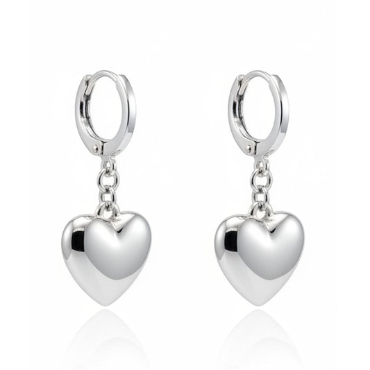 Silver-plated dangling earrings with hearts - 18k - gold-plated - jewelry