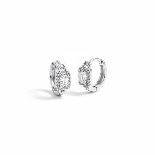 Silver-plated rings with square zirconia - 18k - gold-plated - jewelry