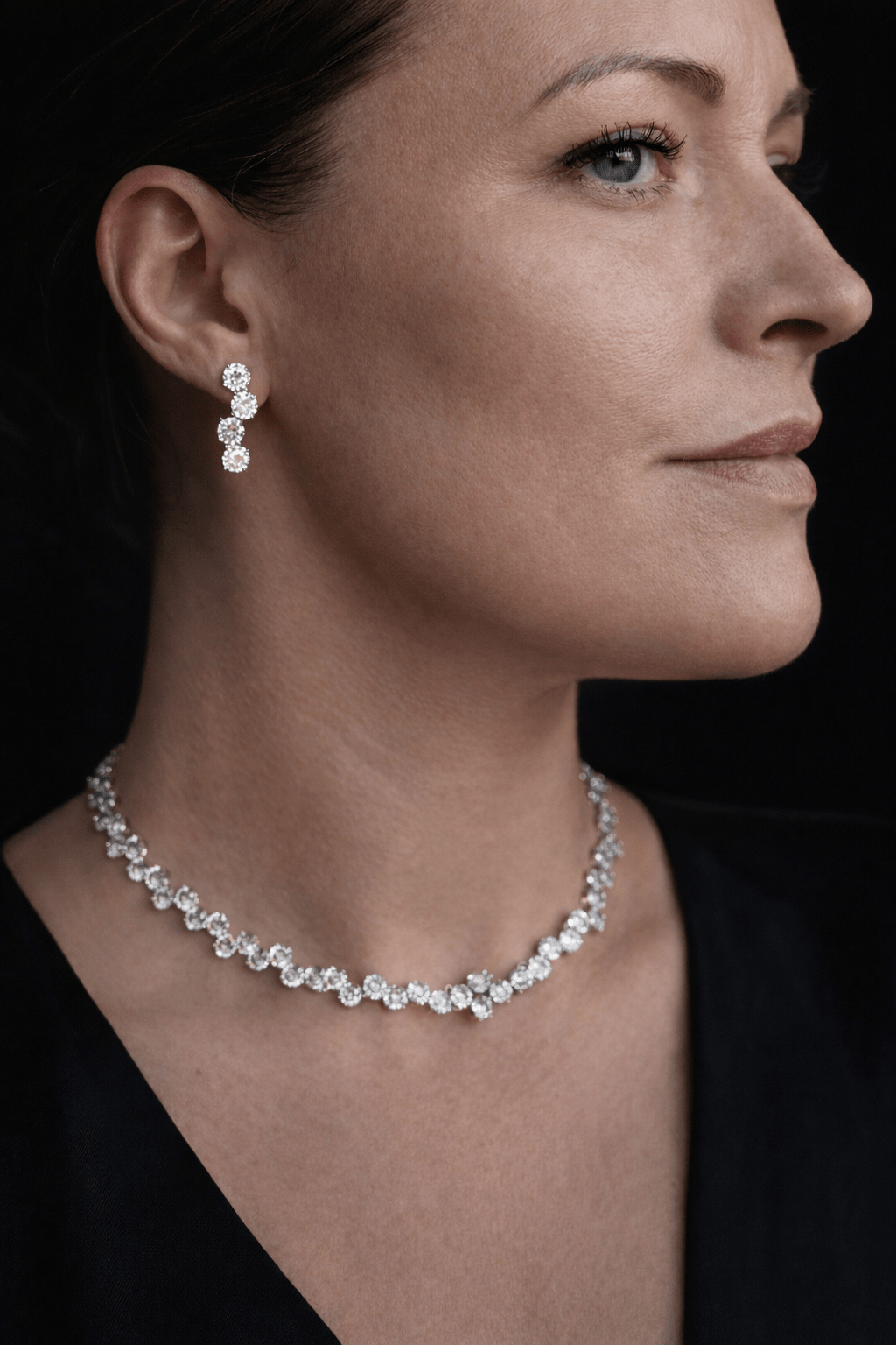Silver-plated jewelry set with zircons - for weddings and holidays - 18k - gold-plated - jewelry