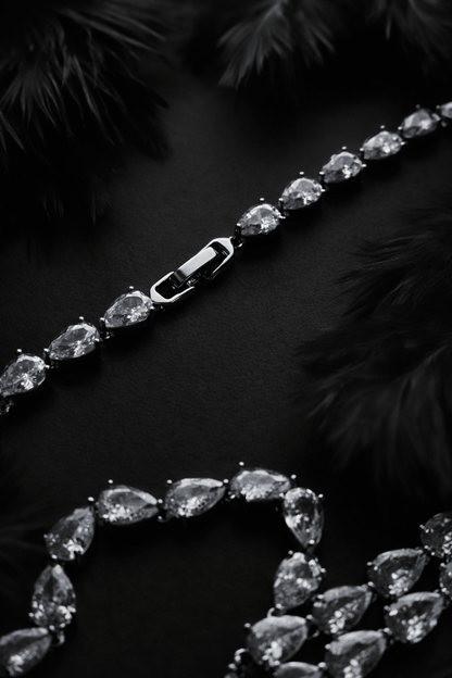 Silver-plated jewelry set with drop zirconias - for weddings and holidays - 18k - gold-plated - jewelry