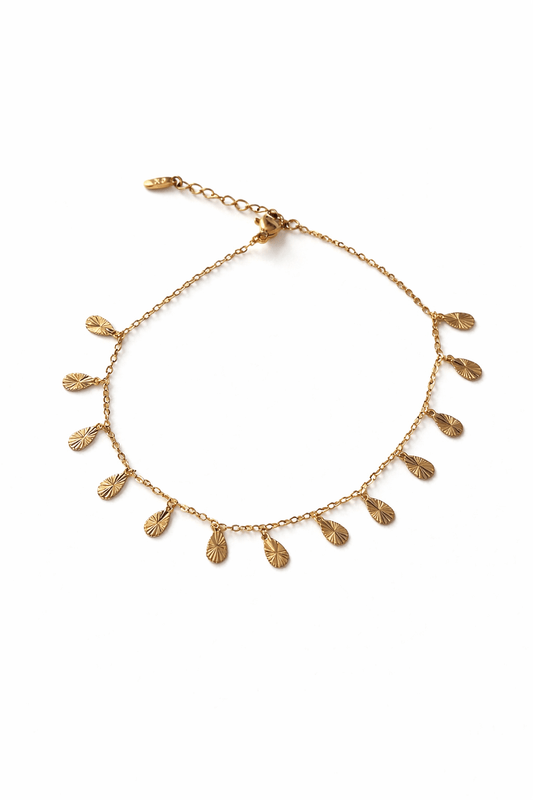 Gold-plated leg chain with leaves - 18k - gold-plated - jewelry