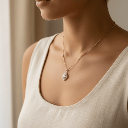 Gold-plated necklace with luxury zirconia pendant - 18k - gold-plated - jewelry