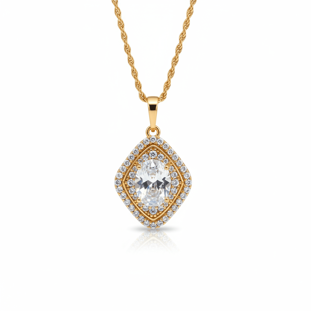 Gold-plated necklace with luxury zirconia pendant - 18k - gold-plated - jewelry