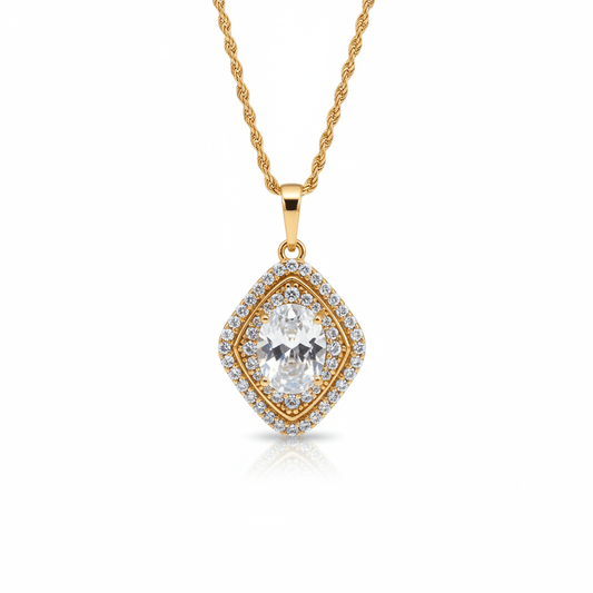 Gold-plated necklace with luxury zirconia pendant - 18k - gold-plated - jewelry