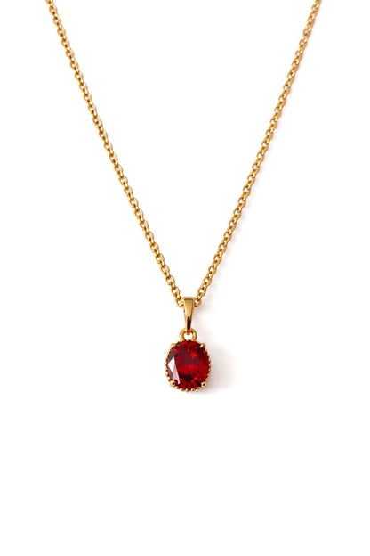 Gold-plated necklace with red oval crystal - 18k - gold-plated - jewelry