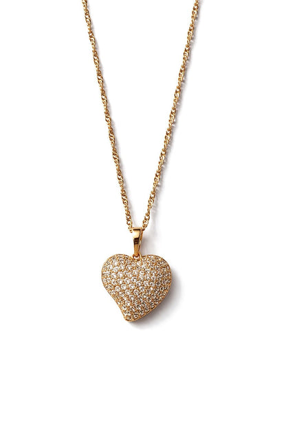 Gold-plated necklace with heart pendant and zircons - 18k - gold-plated - jewelry