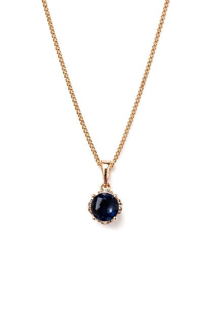 Gold-plated necklace with dark blue pendant and zircons - 18k - gold-plated - jewelry