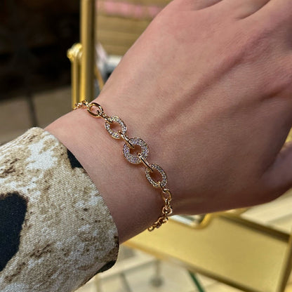 Gold-plated bracelet with zirconia accents and adjustable length