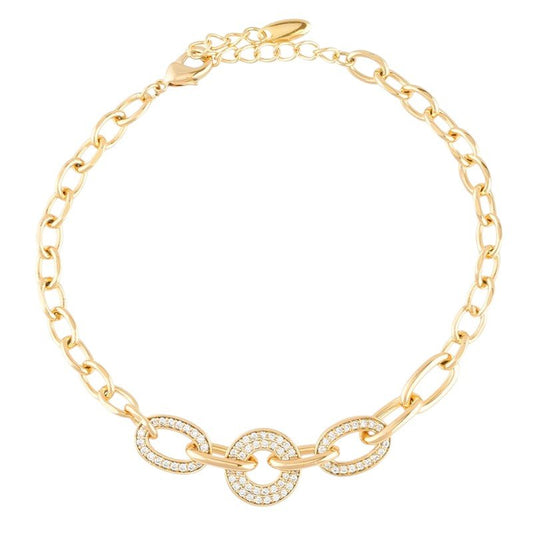 Gold-plated bracelet with zirconia accents and adjustable length